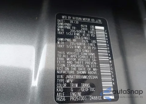 2021 Nissan Rogue Sv Intelligent Awd from USA, damaged, VIN JN8AT3BBXMW205344